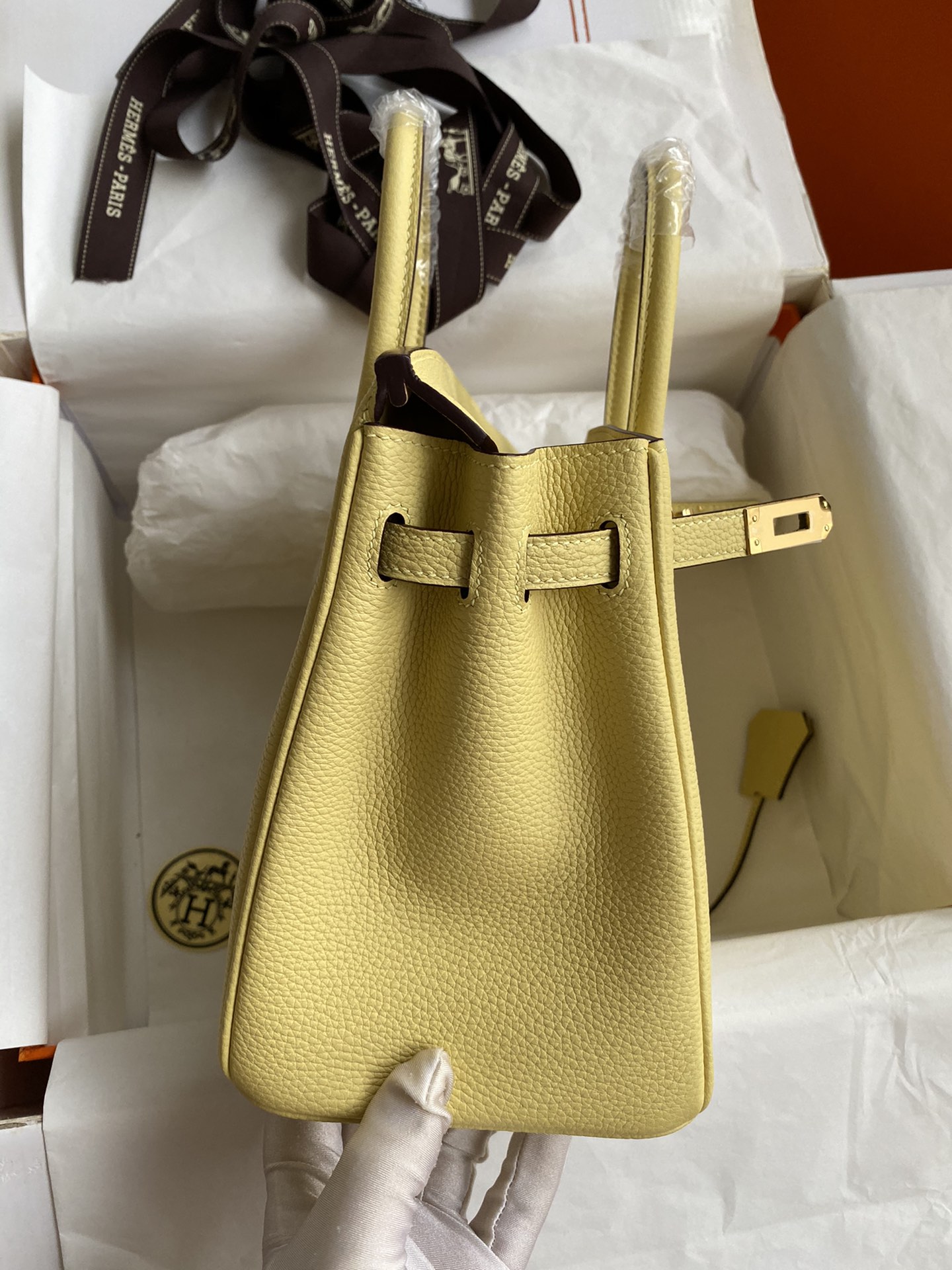 Hermes Birkin 25CM Togo Leather Handbag Jaune Poussin